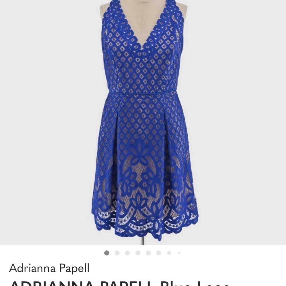 Adrianna Papell Royal Blue Lace Midi Dress